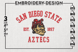 san diego state aztecs est logo embroidery designs, ncaa san diego state aztecs team embroidery, ncaa team logo, 3 sizes