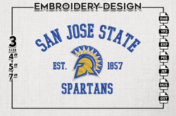 san jose state spartans est logo embroidery designs, ncaa san jose state spartans team embroidery, ncaa team logo, 3 siz