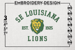 se louisiana lions est logo embroidery designs, ncaa se louisiana lions team embroidery, ncaa team logo, 3 sizes, machin