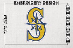 seattle mariners yellow s word logo emb files, mlb seattle mariners team embroidery, mlb teams, 3 sizes, mlb machine