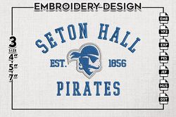 seton hall pirates est logo embroidery designs, ncaa seton hall pirates team embroidery, ncaa team logo, 3 sizes