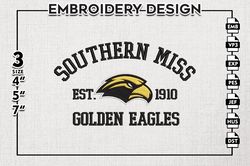 southern miss golden eagles est logo embroidery designs, ncaa southern miss golden eagles team embroidery, ncaa team log