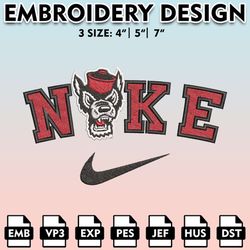 nc state wolfpack machine embroidery files, nike nc state wolfpack embroidery designs, ncaa embroidery files