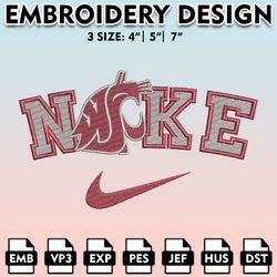 ncaa embroidery files, washington state machine embroidery files, nike washington state cougars embroidery