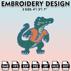 ncaa florida gators embroidery file, 3 sizes, 6 formats, ncaa machine embroidery design, ncaa logo, ncaa