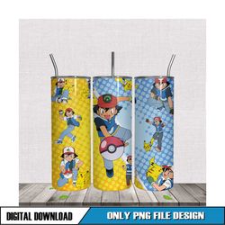 satoshi pokemon 20oz tumbler design idea png