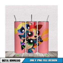 powerpuff girls design 20oz skinny tumbler png