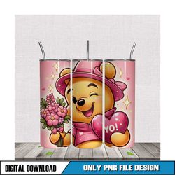 pink winnie the pooh tumbler sublimation png