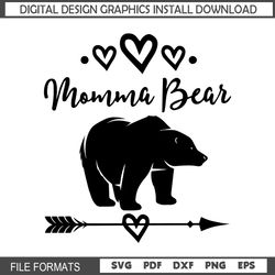 momma bear mother day arrow heart svg