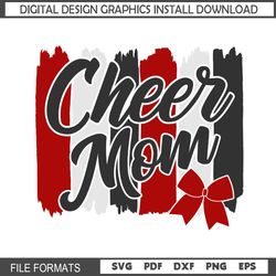 cheer mom red bow print svg