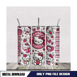 3D Kawaii Kitty Starbucks Coffee Tumbler Wrap PNG