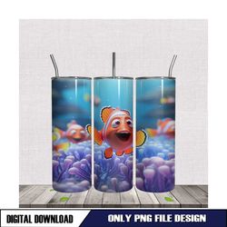 3D Finding Nemo 20oz Skinny Tumbler Wrap PNG