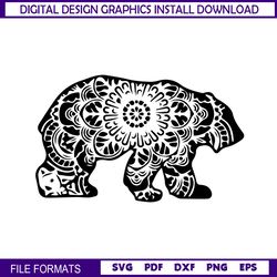 floral mandala pattern mother day bear svg