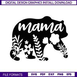 floral print mama bear mother day svg