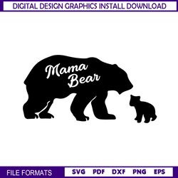 mama baby bear mother day silhouette svg