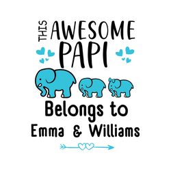 personalized this awesome papi belongs to svg, fathers day svg, papi svg, dad svg, elephant dad svg, daddy svg, fathers