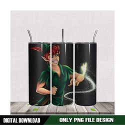happy peter pan tumbler with tinker bell fairytale shine png