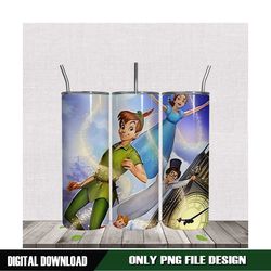 peter pan flying with girls in the sky tumbler png