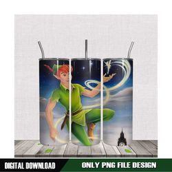 lost boy flying with tinker bell tumbler night sky tower png