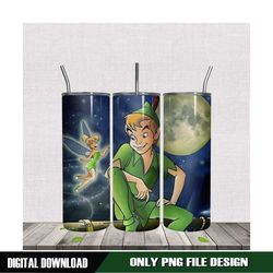 peter pan and tinker bell under the moonlight tumbler png
