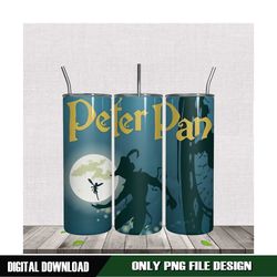 shadow peter pan under the moon and clock tumbler png