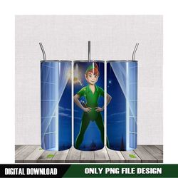 peter pan outside window at night tumbler sublimation png