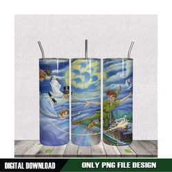 cloudy peter pan and friends flying tumbler sublimation png