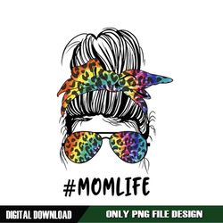 lgbt print leopard messy bun mom life png