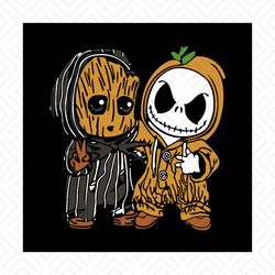 jack skellington and baby groot svg, halloween svg, jack skellington svg, baby groot svg, halloween day svg, funny svg,