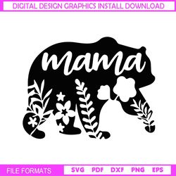 floral print mama bear mother day svg