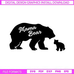mama baby bear mother day silhouette svg