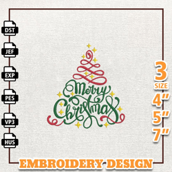 xmas tree embroidery machine design, merry christmas embroidery machine design, instant download-cannadyyystore