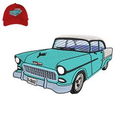 1955 chevrolet car embroidery logo for cap,logo embroidery, embroidery design, logo nike embroidery