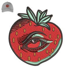acid mr strawberry embroidery logo for cap,logo embroidery, embroidery design, logo nike embroidery