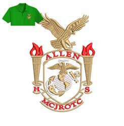 allen mcjrotc embroidery logo for polo shirt,logo embroidery, embroidery design, logo nike embroidery