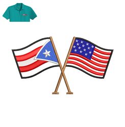 american and puerto rican flag embroidery logo for polo shirt,logo embroidery, embroidery design, logo nike embroidery