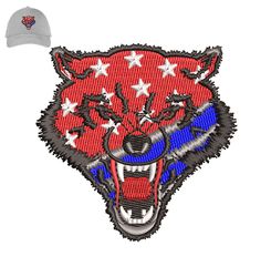 angry wolf embroidery logo for cap,logo embroidery, embroidery design, logo nike embroidery