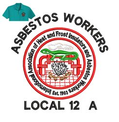 asbestos workers embroidery logo for polo shirt,logo embroidery, embroidery design, logo nike embroidery