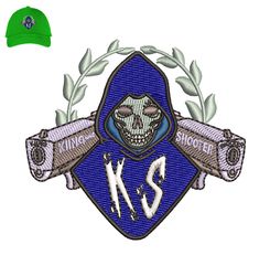 king shooter embroidery logo for cap,logo embroidery, embroidery design, logo nike embroidery