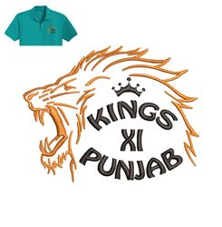 kings lion punjab embroidery logo for polo shirt,logo embroidery, embroidery design, logo nike embroidery