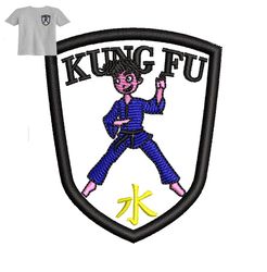 kung fu man embroidery logo for baby t-shirt,logo embroidery, embroidery design, logo nike embroidery