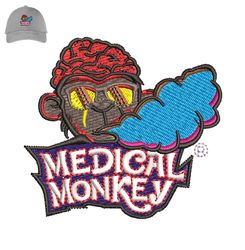 medical monkey embroidery logo for cap,logo embroidery, embroidery design, logo nike embroidery