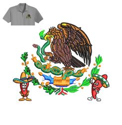 mexican coat of arms embroidery logo for polo shirt,logo embroidery, embroidery design, logo nike embroidery
