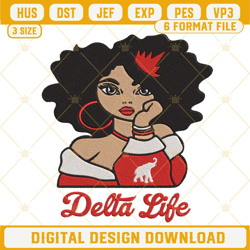 delta life queen girl embroidery design, delta sigma theta embroidery file-cannadyyystore