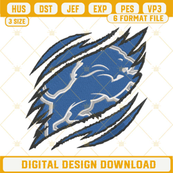 detroit lions ripped claw machine embroidery design file - cannadyyystore