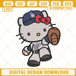 hello kitty dodgers embroidery design file, los angeles dodgers embroidery pattern - cannadyyystore