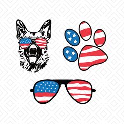 american dog with sunglasses bundle svg, independence svg, 4th of july svg, july 4th dog svg, independence dog svg, dog