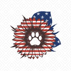 july 4th sunflower with dog paw svg, independence svg, 4th of july svg, sunflower and dog, dog paw svg, sunflower svg, f