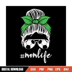 mom life football glasses messy bun girl svg