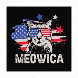 4th of july meowica svg, independence svg, independent cat svg, meowica svg, retro independence, independent meow svg, c